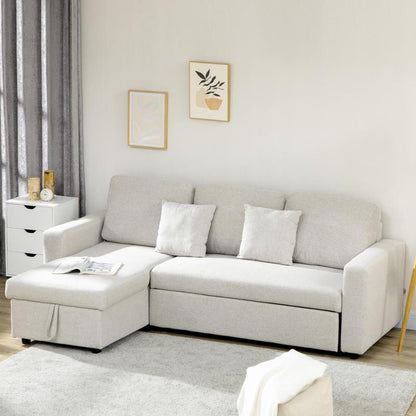 L-vormige Hoekslaapbank – Slaapbank – Hoekbank – Bankbed – 2-zits Sofa – Met Opbergruimte – Dik Foam – Metaal en Hout Frame
