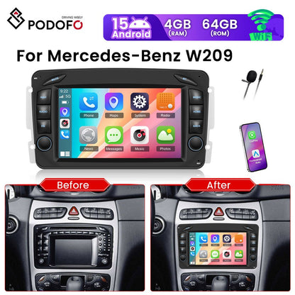 Android 15 Auto Multimedia Speler – Android Car Radio – Auto Media Player – Touchscreen Navigatie Systeem – Auto Entertainment Unit – 7-Inch HD Scherm – 8-Core Processor 4GB RAM 64GB Opslag – Wireless CarPlay & Android Auto