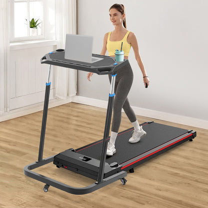 Fietstrainer Bureau – Verstelbaar Fietsbureau – Indoor Bike Desk – Hometrainer Tafel – Workout Bureau – RVS Stalen Frame – Verstelbare Hoogte en Lockbare Wielen – Antislip Oppervlak – Compact en Mobiel – Zwart