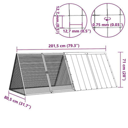 Konijnenkooi – Konijnenhok – Knaagdierkooi – Caviakooi – Hazenkooi – Anthracite – Gegalvaniseerd Staal – Extra Ruim 201,5 x 80,5 x 71 cm – Modulaire Uitbreidbaar Met Slot
