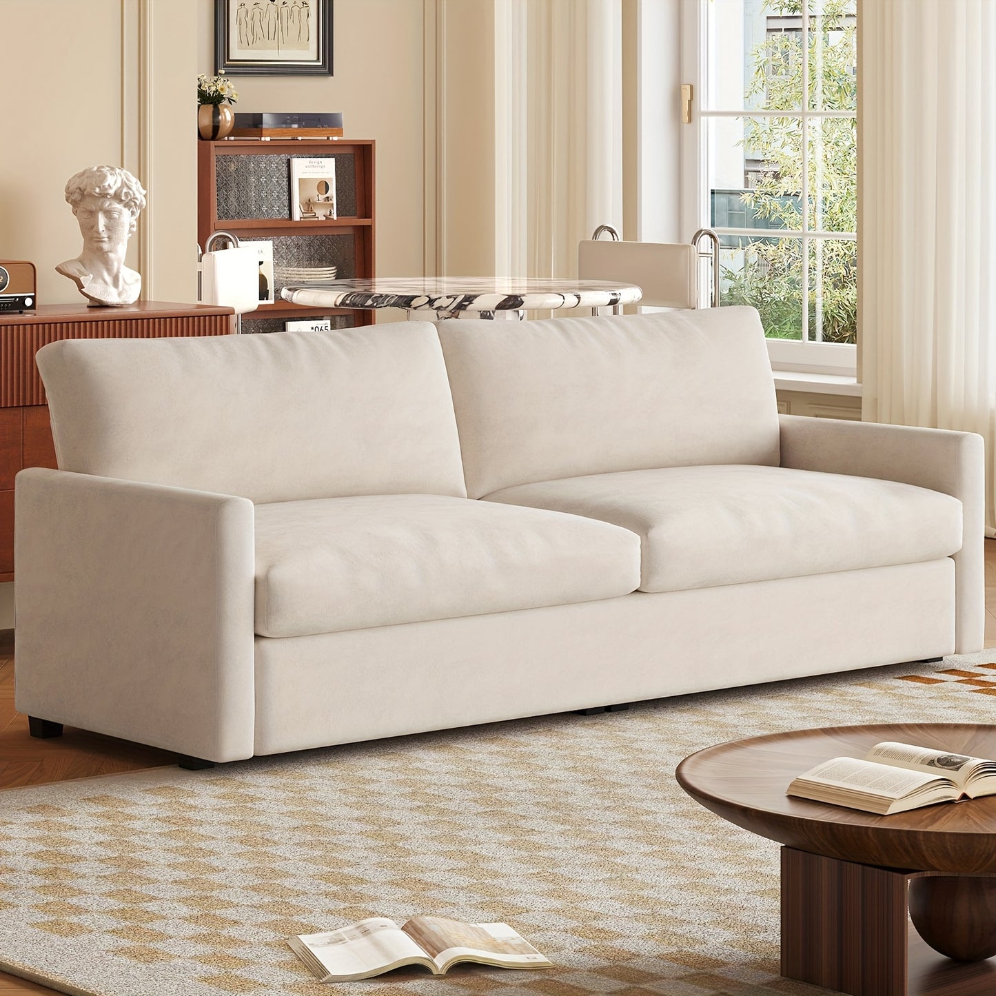 Bank – Tweezitsbank – Sofa – Loveseat – Zithoek – Beige Kleur – Oversized Comfortabele Zitting – Eenvoudige Montage
