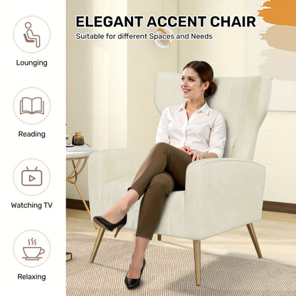 Fauteuil – Relaxzetel – Lounge stoel – Zetel – Easy chair – Velvet Bekleding – Gouden Metalen Poten – Stevig Metalen Frame – Sierkussen Voor Ondersteuning