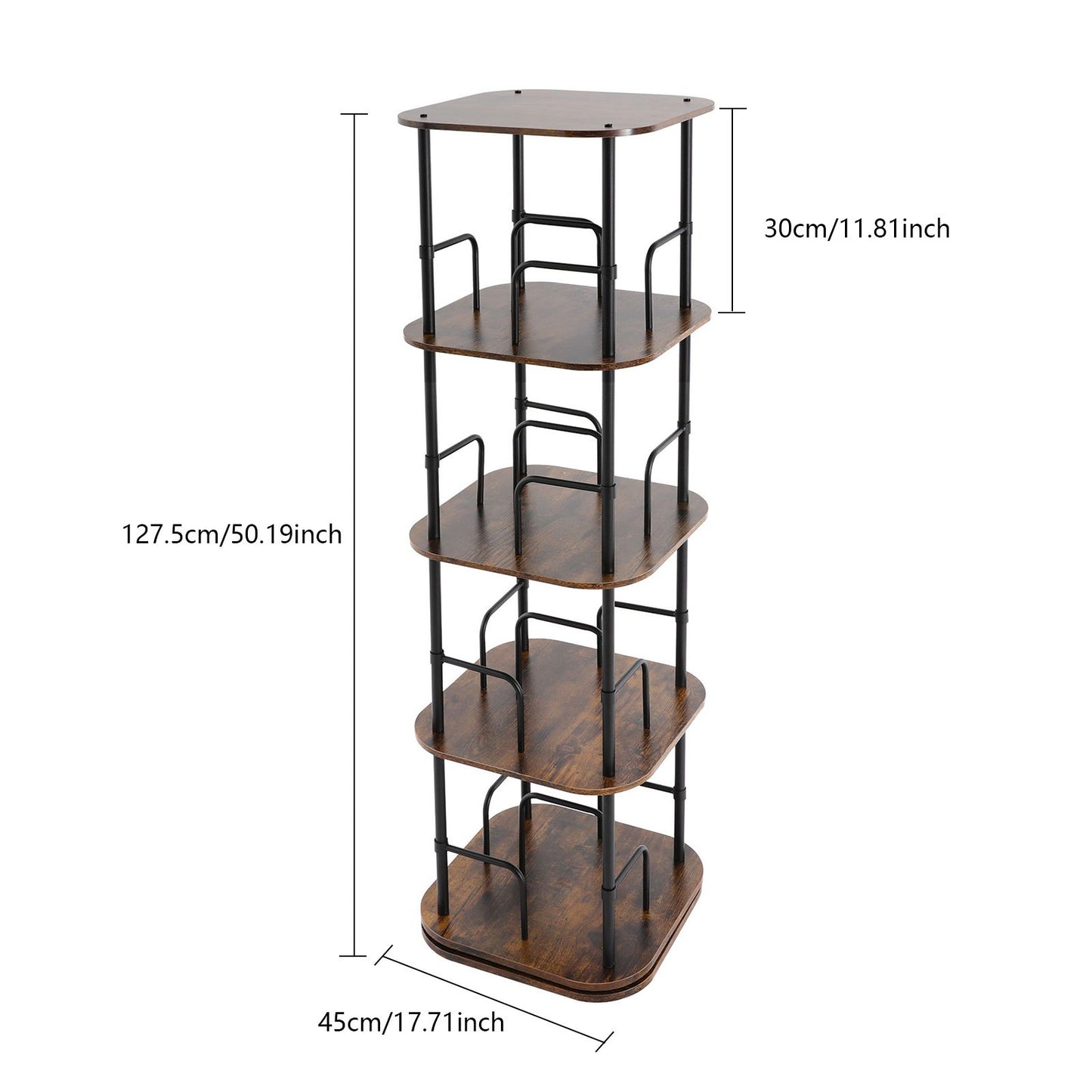 4-Tier Rotating Bookshelf | Wooden Floor Standing Book Storage Shelf, Multipurpose Use, Assembled by NaMaSyo, Utility Racks