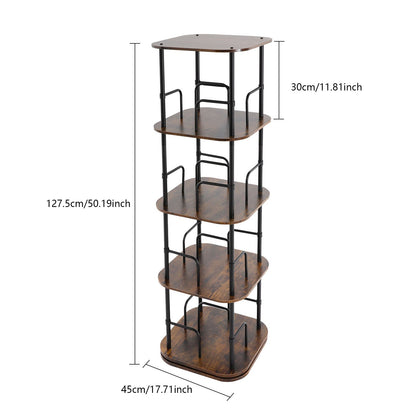4-Tier Rotating Bookshelf | Wooden Floor Standing Book Storage Shelf, Multipurpose Use, Assembled by NaMaSyo, Utility Racks