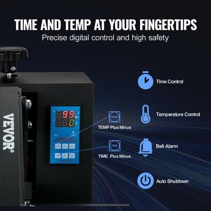 Warmtepers – Hittepers – Transferpers – Sublimatiepers – Textielpers – Groot Verwarmingsoppervlak 40,6 x 61 cm – Digitale Temperatuur- en Tijdsregeling