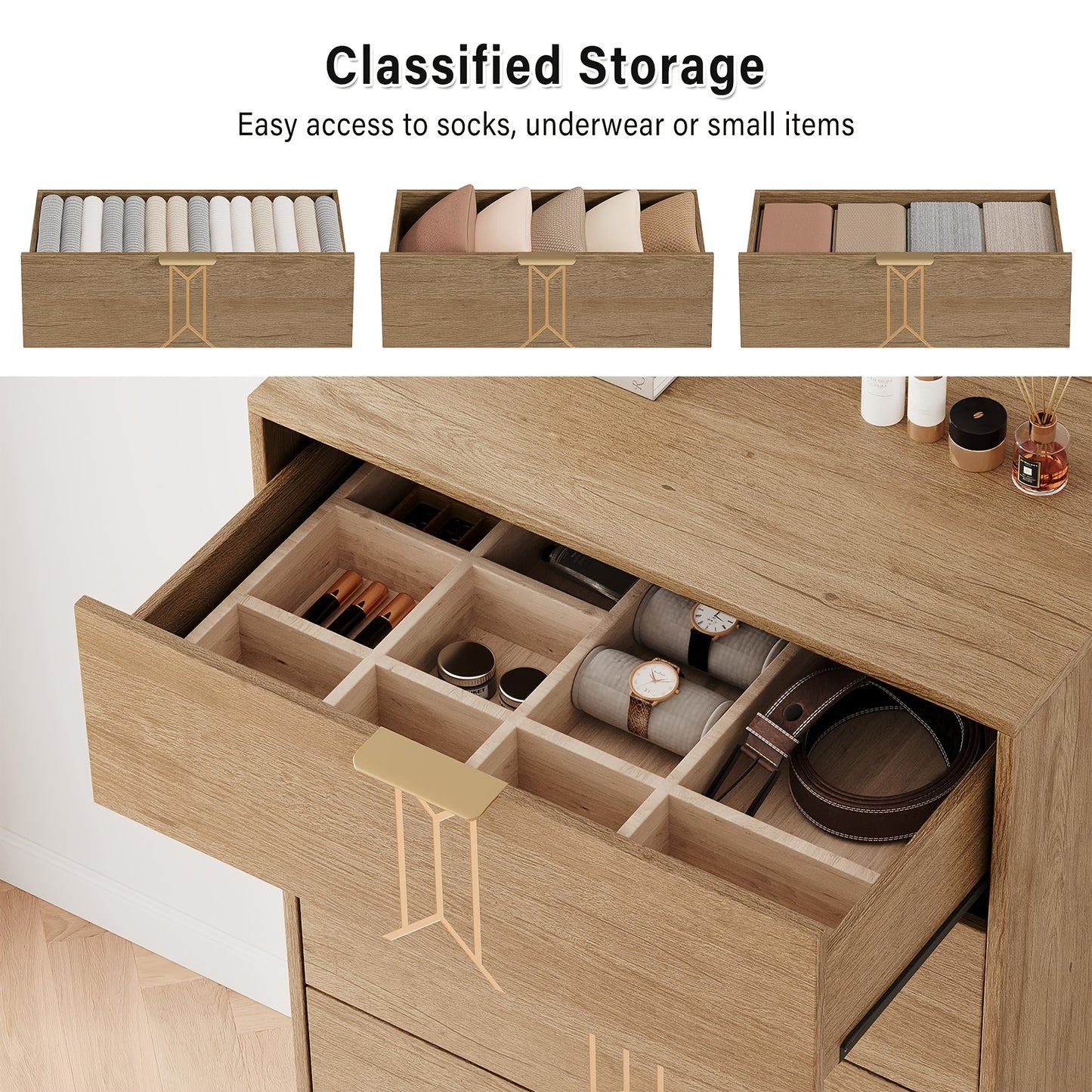 Ladekast – Opbergkast – Kast – Dressoir – Kledingkast – Vrijstaand – Eikenhout – Diepe Lades – Ruimtebesparend – Vintage Design