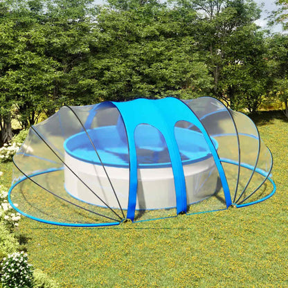 Zwembadhoes – Zwembadafdekking – Afdekzeil – Pool Cover – Dome Overkapping – 620x410x210 cm – UV-Bestendig PVC Frame – Transparant Met Oproldeuren