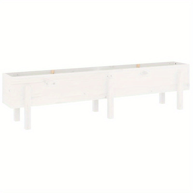 Verhoogde Tuinbak – Plantenbak – Moestuinbak – Kweekbak – Bloembak – Wit – Massief Vurenhout – 160x30x38 cm Hoog