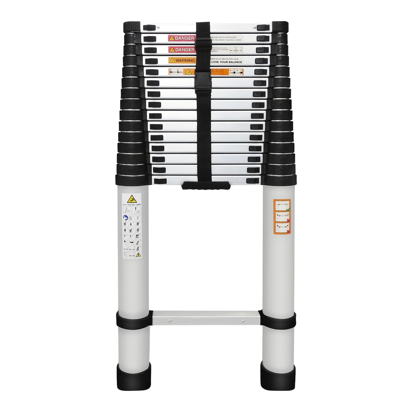 Telescopische Ladder – Uitschuifbare Ladder – Vouwladder – Inschuifbare Ladder – Opklapbare Ladder – 6,2 Meter Aluminium – Draagkracht 150 kg – Anti-slip Voeten