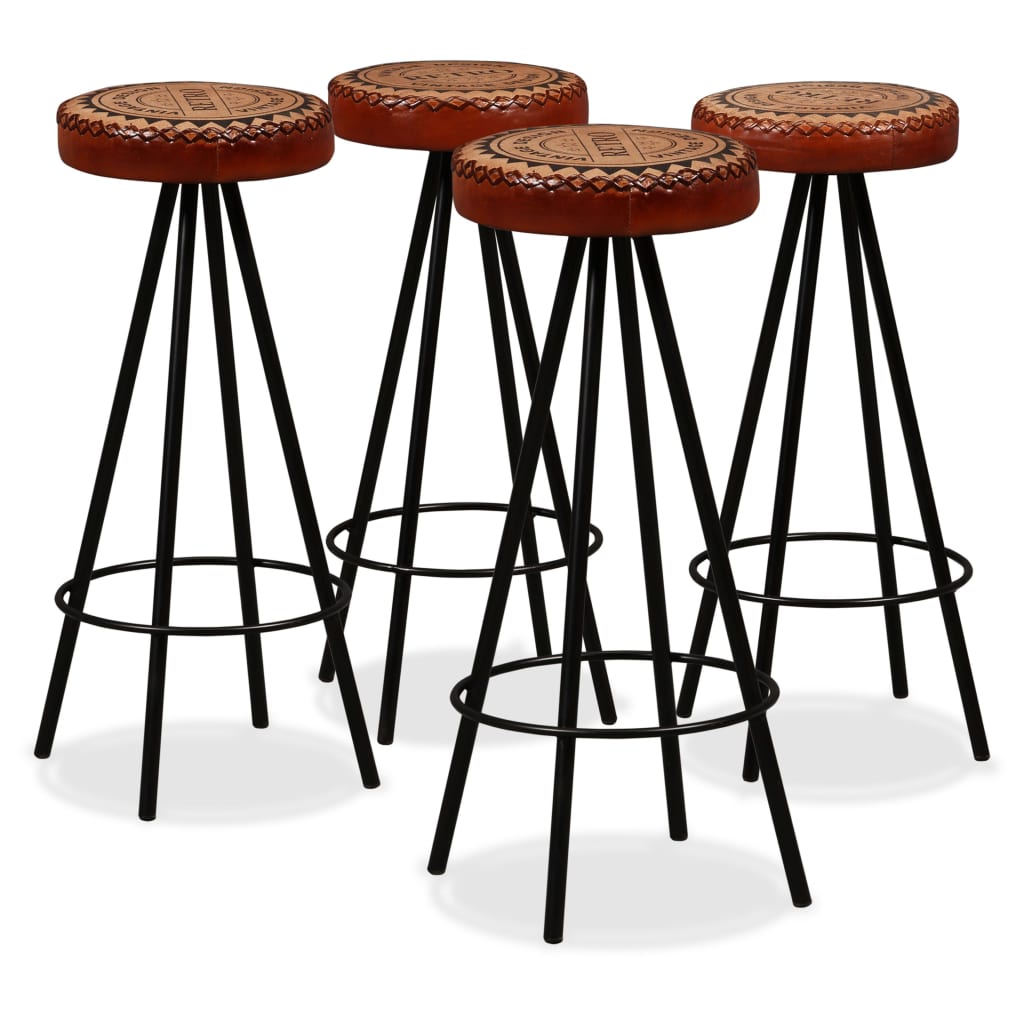 Barset – Tuinbarset – Bistroset – Tuinmeubelset – Barstoelen – Massief Gerecycled Hout – 4 Barkrukken Met Leer En Canvas