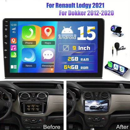 Multifunctionele Android Autoradio – Auto Stereo – Multimedia Systeem – Touchscreen Radio – Navigatie Unit – 9-Inch Scherm – Wireless CarPlay & Android Auto – GPS Navigatie & AHD Achteruitrijcamera – 2GB RAM 64GB Opslag