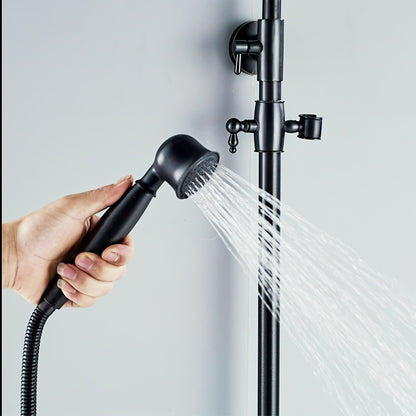 Black Adjustable Shower Faucet Set Shower Set Rain Shower Shower System Shower Fitting Wall Mounting Traditional Retro