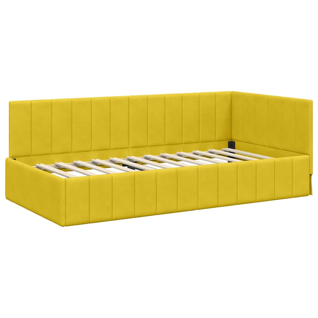 Bedframe – Bed – Eenpersoonsbed – Slaapbank – Kinderbed – Blauw Velvet Hoofdbord – Stevig Plaatmateriaal – Lattenbodem 80x200 cm