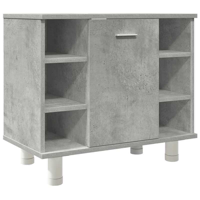 Badkamermeubelset – Badmeubelset – Wastafelmeubel – Badkamerkast – Spiegelkast – 3-delig – Betongrijs Houtlook – Duurzaam Materialen – Zonder Stroom