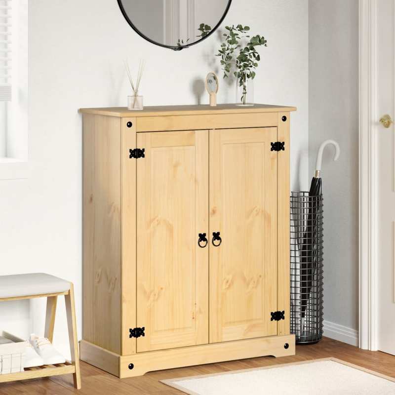 Schoenenkast – Schoenenrek – Schoenenkast – Opbergkast – Schoenenopbergmeubel – Marrone – Massief Vurenhout – 2 Deuren en 3 Lades – Vrijstaand en Stabiel – 86x38,5x108 cm