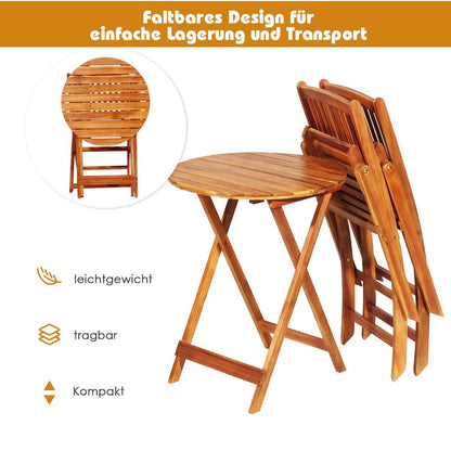Bistroset – Balkonset – Tuinset – Tuintafelset – Tuinmeubelset – Inklapbaar Design – Acaciahout Met Kussens