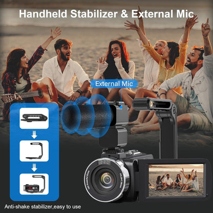 Digitale Camera – Fotocamera – Vlog Camera – Compact Camera – Video Camera – 64MP Resolutie – 8K Video – 18x Digitale Zoom – Nachtzicht – WiFi – 3 Inch Touchscreen – Inclusief Microfoon en Afstandsbediening