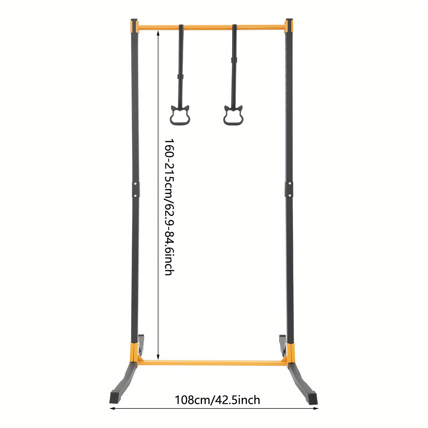 Pull-Up Station – Rekstok – Optrekstang – Fitnessstation – Trainingsrek – Zwart+Geel – Verstelbare Hoogte Tot 215 cm – Duurzaam Koolstofstaal