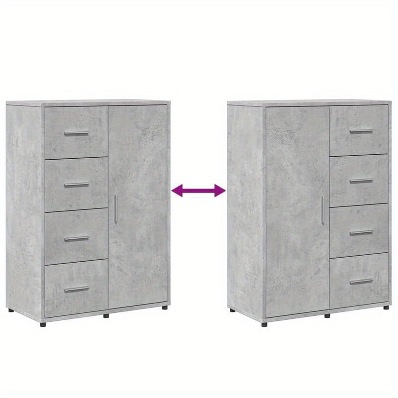 Modern Industrieel Dressoir – Opbergkast – Buffetkast – Sideboard – Kast – Grijs Beton – 60x31x84 cm – Massief Hout – Minimalistisch Design