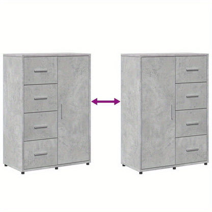 Modern Industrieel Dressoir – Opbergkast – Buffetkast – Sideboard – Kast – Grijs Beton – 60x31x84 cm – Massief Hout – Minimalistisch Design