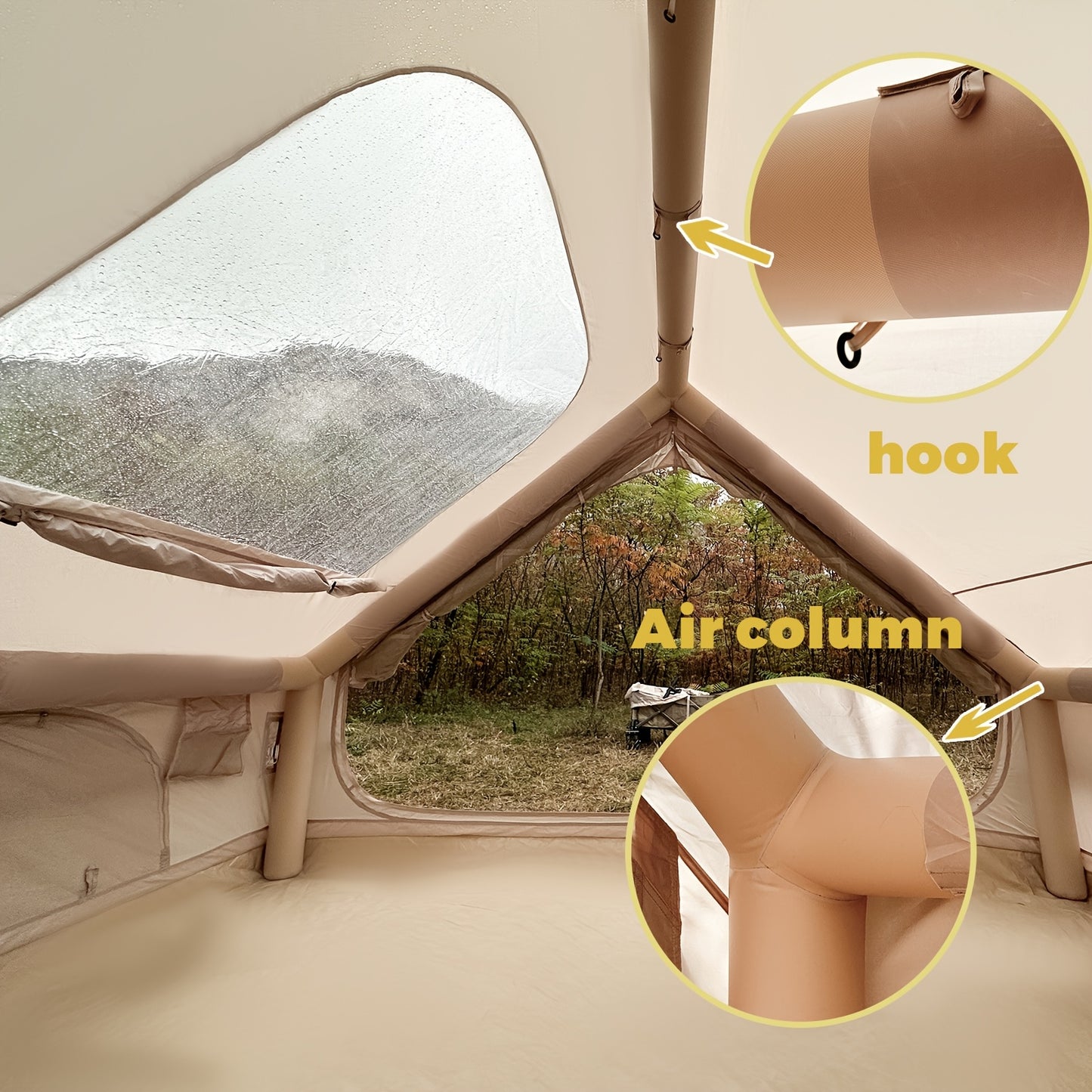 Opblaasbare Tent – Kampeertent – Familietent – Lucht Tent – Glamping Tent – 6 Persoons – Polyester met TPU Coating – Eenvoudig Opzetten