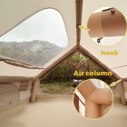 Opblaasbare Tent – Kampeertent – Familietent – Lucht Tent – Glamping Tent – 6 Persoons – Polyester met TPU Coating – Eenvoudig Opzetten