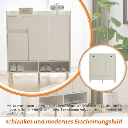 Opbergkast – Ladenkast – Opbergmeubel – Schoenenkast – Kast Wit – Verstelbare Planken – Duurzaam Bamboe – Compact Design 99x90x35 cm