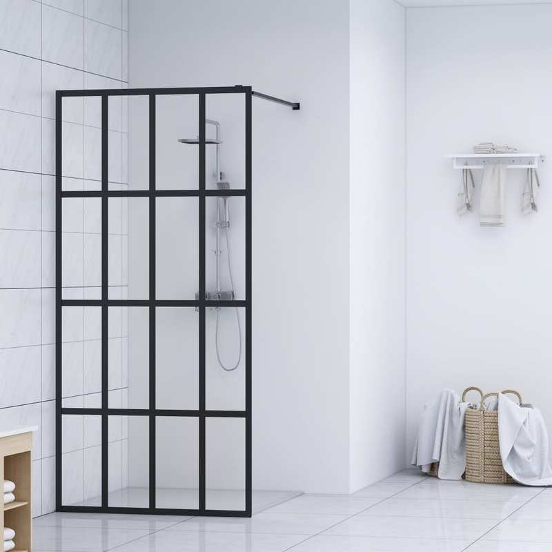 Douchewand – Doucheafscheiding – Douchewand Glas – Douchewand Veiligheidsglas – Douchewand Transparant – 5 mm Gehard Glas – Aluminium Frame Met Ondersteuningsstang 90x195 cm