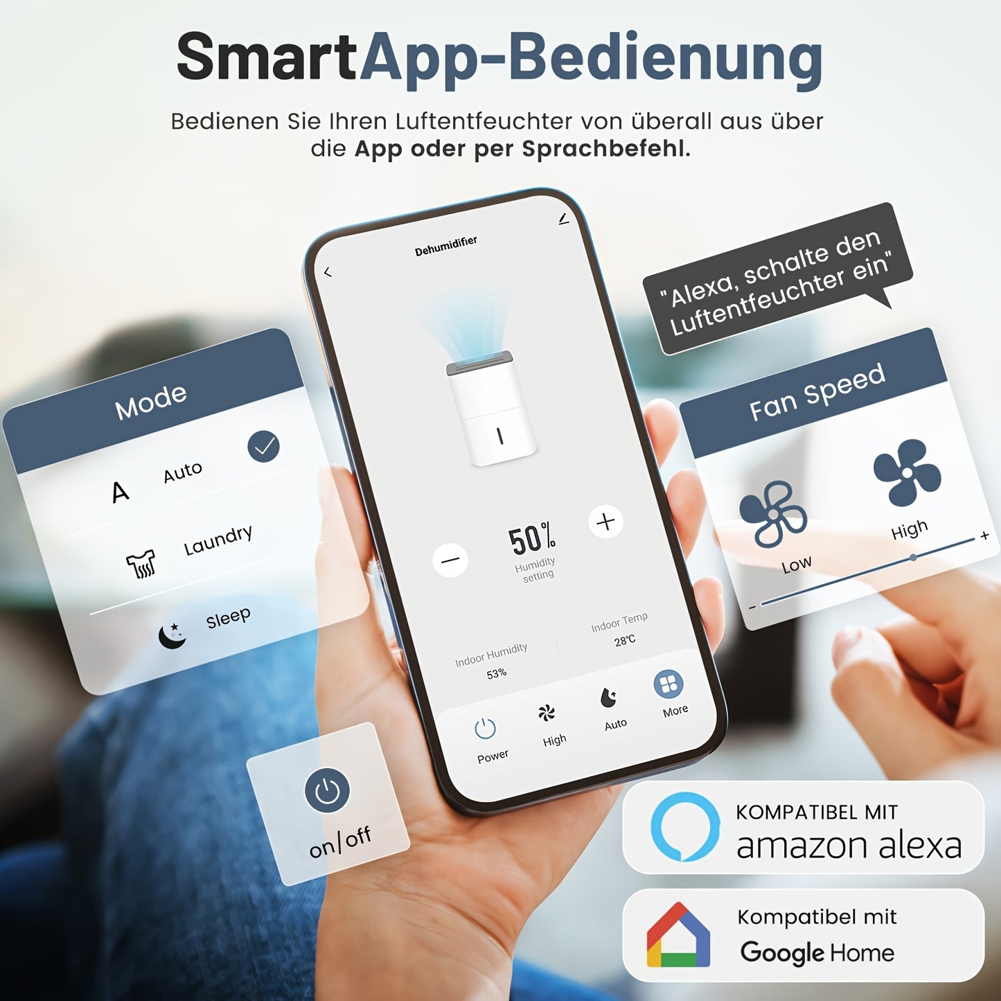 Wi-Fi App Dehumidifiers for Home 14L/Day Compressor Dehumidifier for Bedroom with Ultra-Quiet Sleep Mode Drying Clothes, Auto Off, 24H Timer, Continuous Drainage, Humidity Sensor, for Basement Home Damp