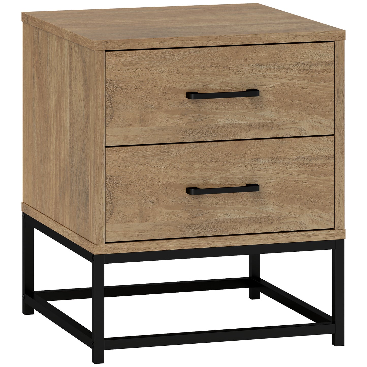Nachtkastje – Bedkastje – Bijzettafeltje – Opbergkastje – Woonkamerkastje – Industrieel Design – Set van 2 Met 2 Lades – MDF Houtlook 40x39,5x48 cm