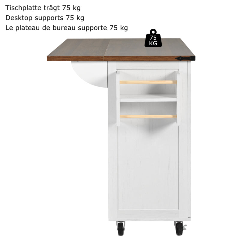 Keukentrolley – Keukenwagen – Serveerwagen – Keukenkast – Eetkamerwagen – Uitbreidbaar Werkblad – Hardhouten Houtfineer