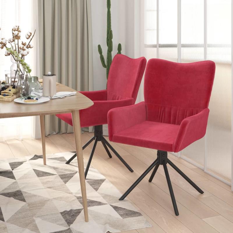 Eetkamerstoel – Draaistoel – Dining Chair – Stoel – Kruispootstoel – Bordeauxrood – 360° Draaibaar – Fluwelen Bekleding