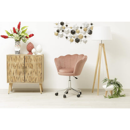 Fluwelen Bureaustoel – Velvet Stoel – Draaistoel – Werkstoel – Bureaustoel met Wieltjes – Blush Roze – Verstelbare Zithoogte – Ergonomisch Comfort