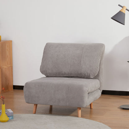 2-in-1 Slaapbank – Slaapbank Bed – Bedbank – Sleeperbank – Lichtgrijs – Verstelbare Vouwmatras – Chaise Lounge Met Corduroy Bekleding
