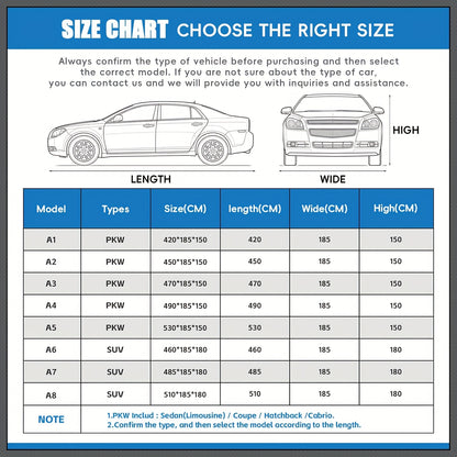 Autodeken – Autohoes – Wagenhoes – Beschermhoes – Hagelbestendige Autocover – 5 mm PEVA Bescherming – Ademend en Windvast – Geschikt Voor Sedans Tot 420 cm
