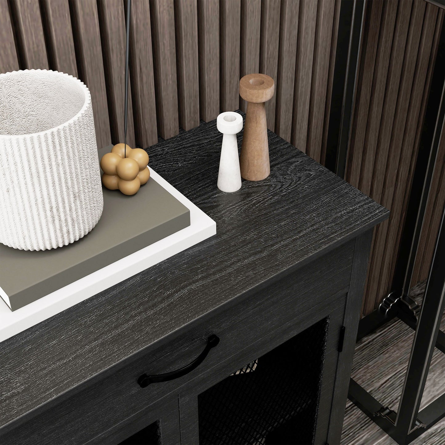 Lage Opbergkast – Dressoir – Tv-Meubel – Sideboard – Kast – Industrieel Design – Verstelbare Plank – Melamine Spaanplaat Zwart
