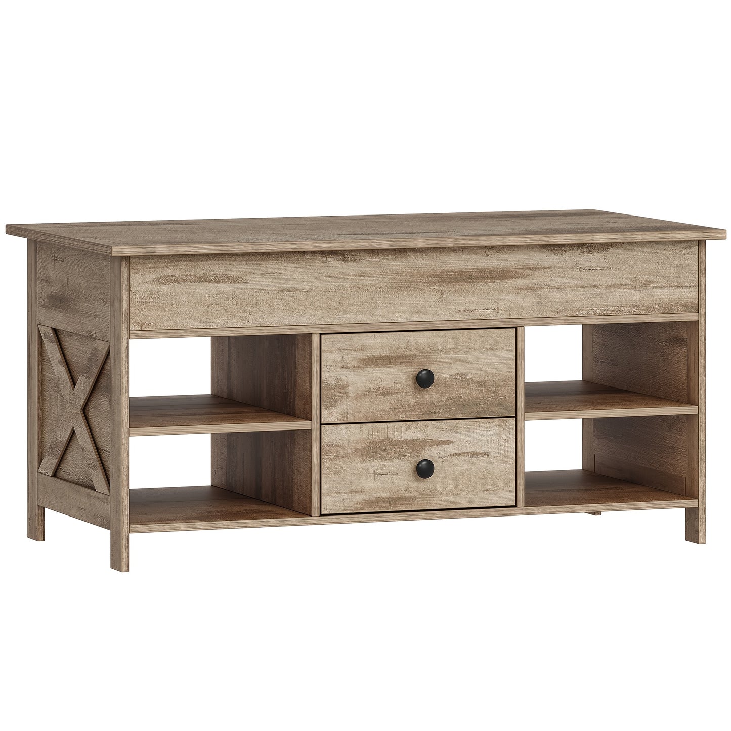 Verstelbare Salontafel – Koffietafel – Woonkamertafel – Zeteltafel – Bijzettafel – 2 Laden & Verborgen Opbergruimte – 50x100x47,3-61,3 cm – Hoogwaardige Houtmaterialen & Modern Design