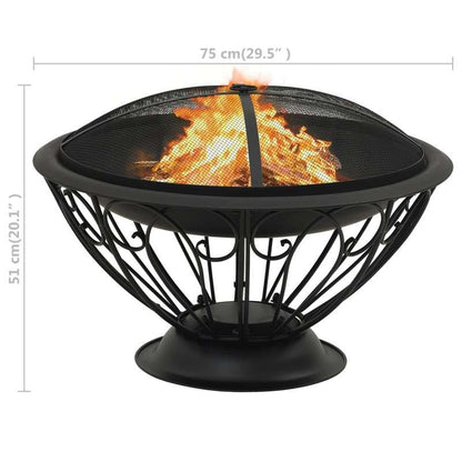 Vuurschaal – Vuurkorf – Tuinverwarmer – Buitenhaard – 75 Cm – Metaal – Geperforeerde Afdekking