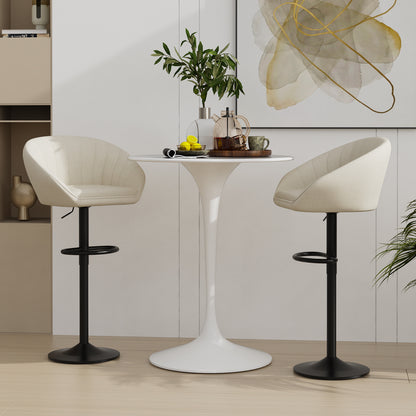 Barkrukken – Barstoelen – Krukken – Hoge Stoelen – Barkruk Set Beige – Verstelbare Zithoogte – 360° Draaibaar – Zwart Metalen Frame – Comfortabele Ovale Zitting