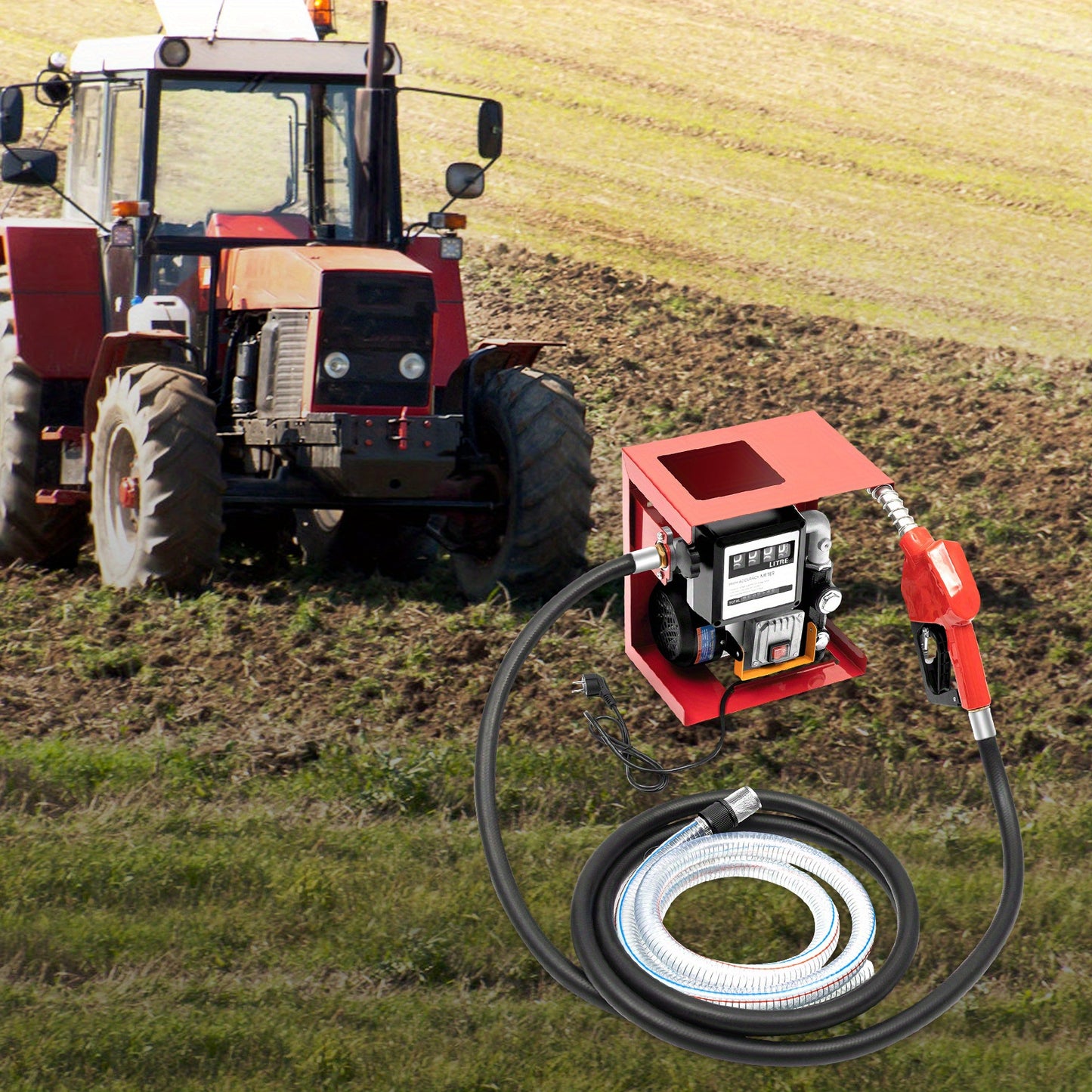 Dieselpomp – Brandstofpomp – Oliepomp – Vloeistofpomp – Hevelpomp – Zelfaanzuigend – Hoog Debiet – Automatische Nozzle – Rood