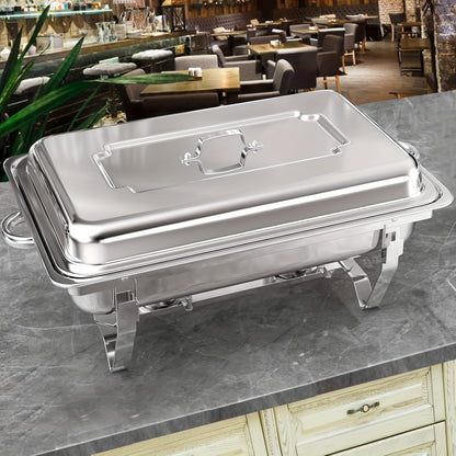 Chafing Dish – Buffetwarmer – Warmhoudplaat – Warmhoudschaal – Warmhoudbak – Set Van 4 – Roestvrij Staal – 9 Liter Inhoud