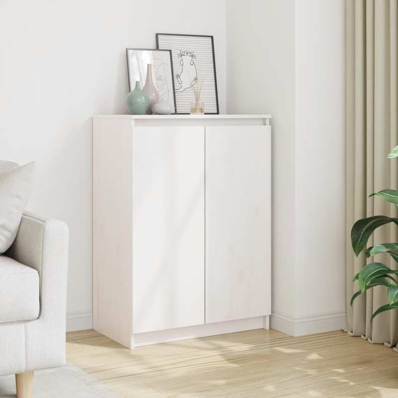 Sideboard 60X36X84 Cm Massief Grenenhout Wit