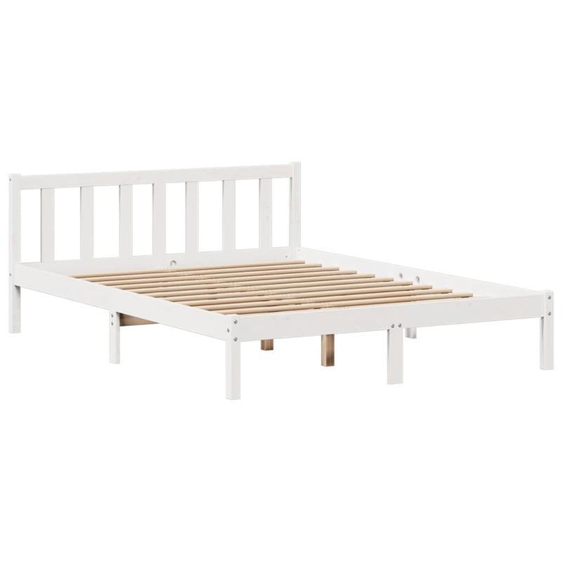 Bedframe – Platformbed – Ledikant – Slaapkamerbed – Bedombouw – Modern Design – 140x190 cm – Ruimtebesparend & Eenvoudige Montage – Stevig Massief Houten Frame – Wit