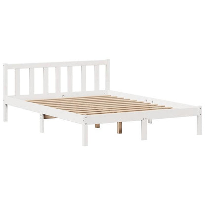 Bedframe – Platformbed – Ledikant – Slaapkamerbed – Bedombouw – Modern Design – 140x190 cm – Ruimtebesparend & Eenvoudige Montage – Stevig Massief Houten Frame – Wit