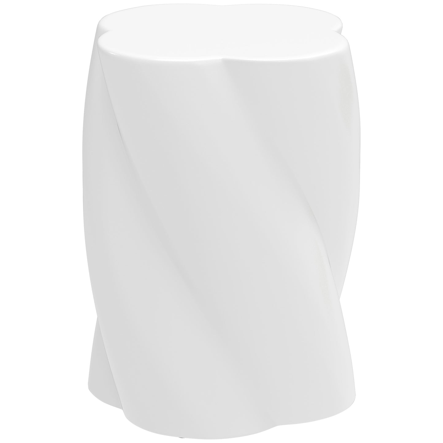 Keramische Kruk – Tuinstoel – Bijzettafel – Voetenbank – Opbergkruk – Wit – Weerbestendig Keramiek – 33x45 cm, Spiral Design, Draagvermogen 120 kg