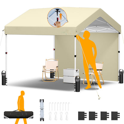 Pop-Up Tent – Buitentent – Vouwtent – Zonnescherm – Markttent – Zwart – 3,05x3,05 meter – UPF 50+ UV-bescherming – Verstelbare hoogte met zijwand
