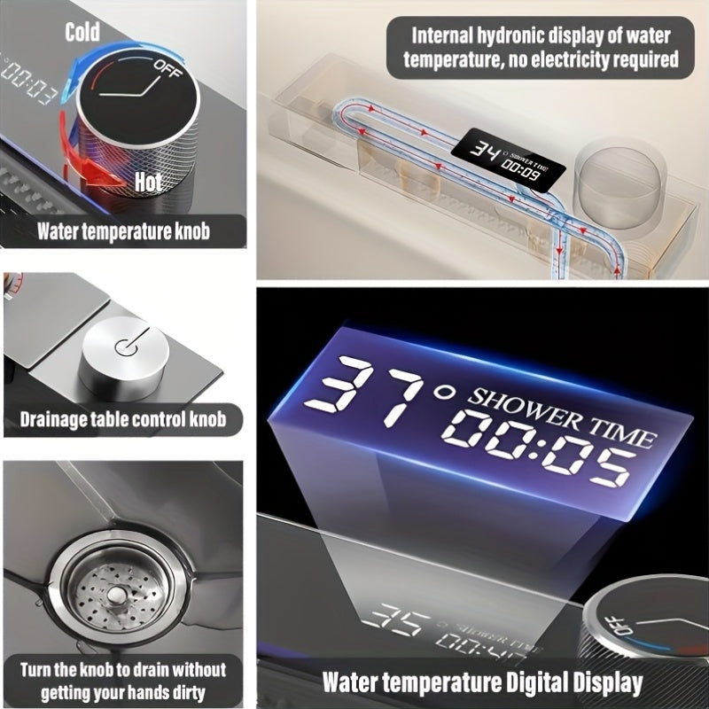 Digitale Watervalspoelbak – Keukenspoelbak – Enkelkomspoelbak – Roestvrijstalen Spoelbak – Moderne Spoelbak – 75x45 cm – Grijs Roestvrijstaal – Digitaal Display
