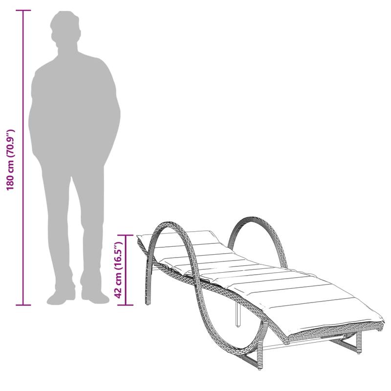 Lounger – Ligstoel – Tuinbank – Relaxstoel – Beige Kussen – Verstelbare Rugleuning – Wicker Resin Frame