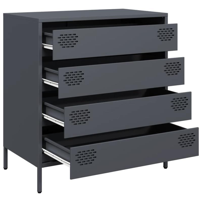 Modern Minimalist Sideboard Cabinet - Cold-Rolled Steel Construction, 3 Drawers, Heavy-Duty Storage for Living Room, Office, Dining Area - Easy Assembly Required - Anthracite Grey Finish, Living Room Storage