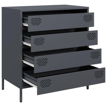 Modern Minimalist Sideboard Cabinet - Cold-Rolled Steel Construction, 3 Drawers, Heavy-Duty Storage for Living Room, Office, Dining Area - Easy Assembly Required - Anthracite Grey Finish, Living Room Storage